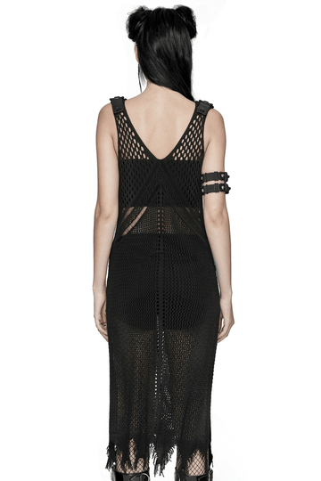 Bold Techwear Knit V-Neck Slit Dress for Women